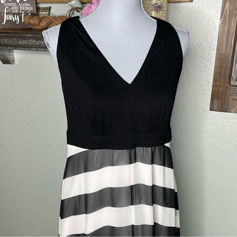 Inc International Concepts Asymmetrical Hem Maxi Dress Black White Stripe - Picture 4 of 13